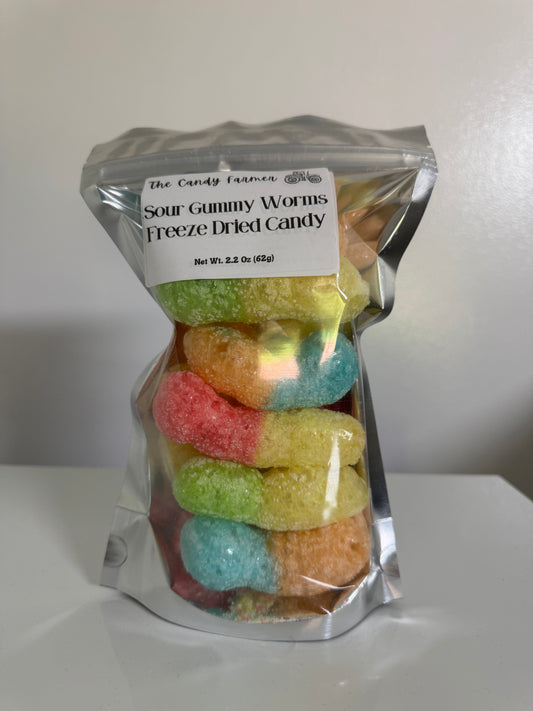 Sour Gummy Worms Freeze Dried Candy